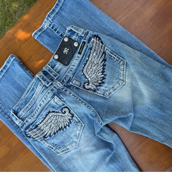 Miss Me Denim - Miss Me Blue Jeans with Wing Embroidery
